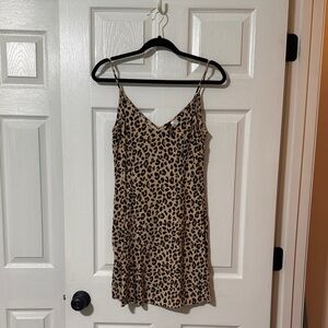H&M Leopard Print Mini Slip Dress in Tan and Black